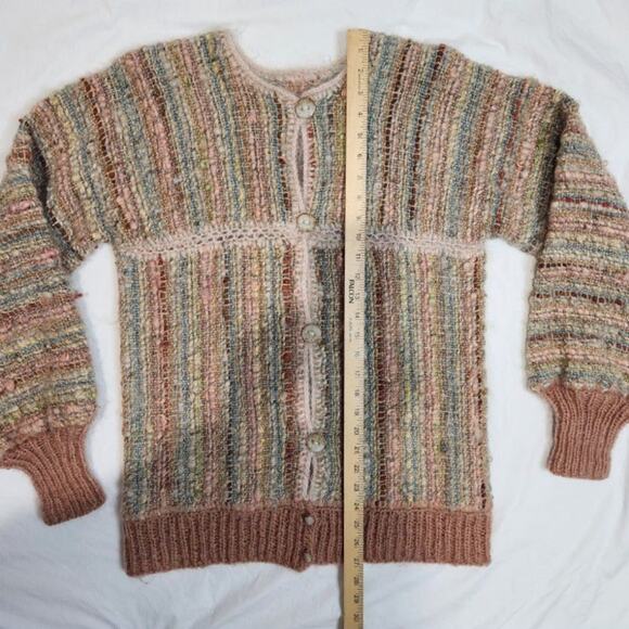 Vintage Artisan Wool Knit Cardigan Sweater Size Medium - Picture 10 of 13